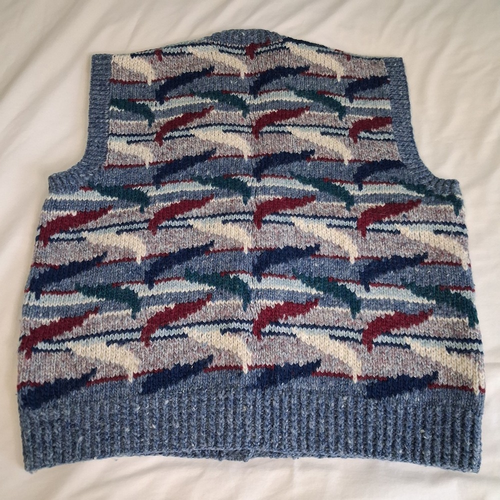 Sasha Kagan Womens Brittish Hand Knit Pure Wool Vest Sz 40 Heritage Artisan - Picture 7 of 7